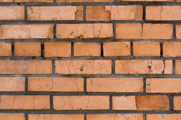 Red brick wall. Block background, design pattern