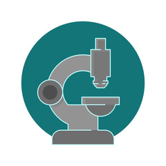 Microscope icon. Concept of scientific research. Flat style illustration. Isolated on white background. 