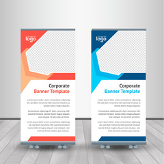 Corporate Roll-up for exhibitions, banner for seminar, layout for placement of photos. Universal stand for conference.