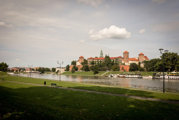 Fototapeta na wymiar Krakow river view with castle