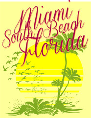 Florida Miami surfer print embroidery graphic design vector art