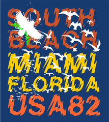 florida miami south beach t shirt print embroidery graphic design vector art