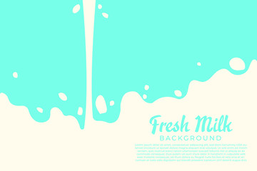 Modern poster background fresh milk with splashes. fresh milk on a light blue background Vector illustration