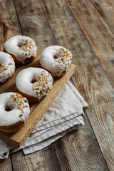 Donuts with white chocolate icing