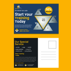 Gym Poster Card Design Template, poster card You can use any design you see for your own business and customize it with your logo. Or, if you prefer, we can design you a brand new card from scratch. 