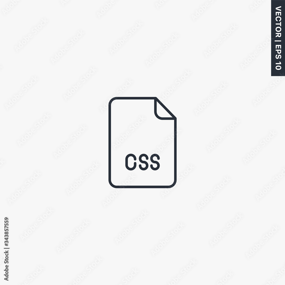 Poster CSS file format, linear style sign for mobile concept and web design