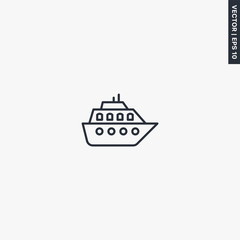 Cruise ship, linear style sign for mobile concept and web design