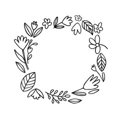  doodle hand drawn style Vector Flower wreath