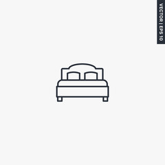 Double bed, linear style sign for mobile concept and web design