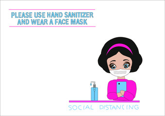 Please use hand sanitizer and wear a mask. social distancing.