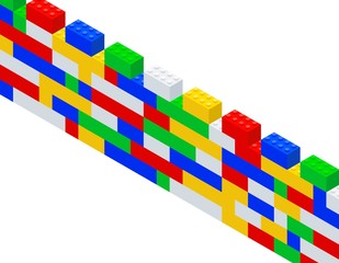 Obraz premium Construction kit. Children toy. Isometric brick wall.