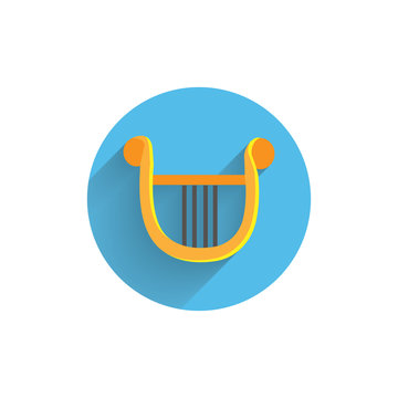 Barbitos colorful flat icon with shadow. musical instrument flat icon