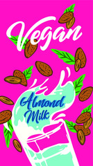 Plant-based vegan almonds based on milk Vegan milk is a healthy cow's alternative to lactose milk, an environmentally friendly product. Lactose free. no milk banner