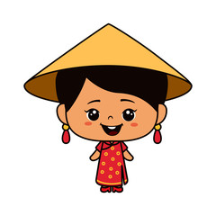 Cute little girl cartoon illustration isolated on white background