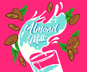 Plant-based vegan almonds based on milk Vegan milk is a healthy cow's alternative to lactose milk, an environmentally friendly product. Lactose free. no milk banner