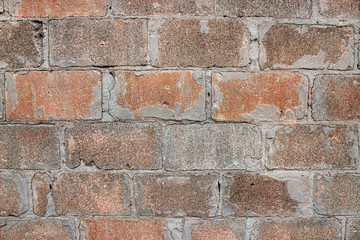 Abandoned old dilapidated brick wall