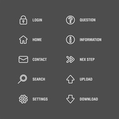 Web design vector buttons. Website menu icons