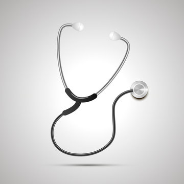 Glossy realistic medical stethoscope with shadow