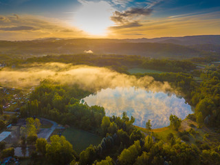 Karlovy vary, Czech republic- Czech landscape with morning mist