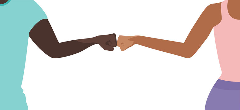 Fist bump greeting concept vector