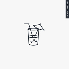 Summer cocktail, linear style sign for mobile concept and web design