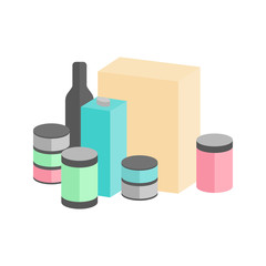 Naklejka premium Generic grocery items such as canned food, cereal box and other non perishable pantry items vector
