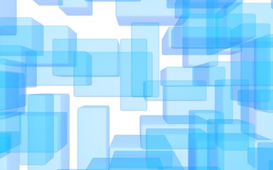 Blue and white abstract digital and technology background. The pattern with repeating rectangles. 3D illustration