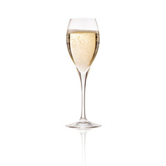 Glass of fancy bubbling champagne