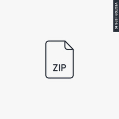 ZIP file format, linear style sign for mobile concept and web design