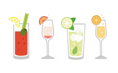 Foto op Plexiglas Brunch cocktails drinks set - isolated vector illustration © designcocktail
