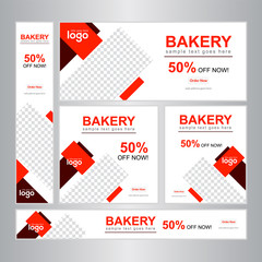 Web Banner set Design. Food & Restuaruant Concept Bannar set Design Template.	