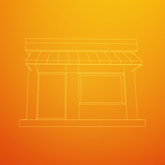 Shop market store. Small business concept. Wireframe low poly mesh vector illustration.