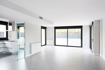 Spacious empty room of modern cottage