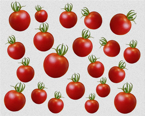 Colorful food pattern made of tomatoes. add on grid line.