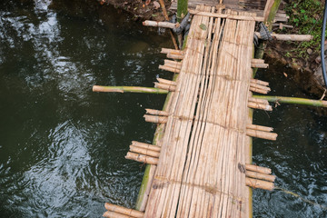Bamboo Bridge. A bamboo bridge over the river to cross the villagers.