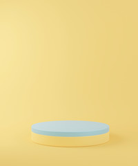 Cylinder podiums on pastel background. Abstract minimal scene with geometrical. Scene to show cosmetic products presentation. Mock up design empty space. Showcase, shopfront, display case. 3d render.