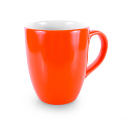 empty red cup on white background
