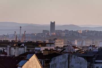 sunset over the city