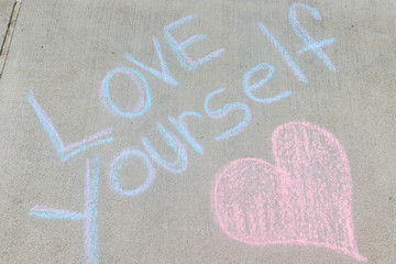 love yourself sidewalk chalk