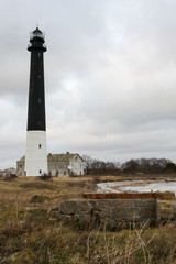 Fototapeta premium Estonia, 2011, December, Black and white Sorve lighthouse