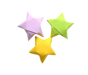Colorful origami lucky stars isolated white