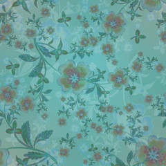  Seamless pattern of wild flowers. Stylish print for textile design and decoration. 