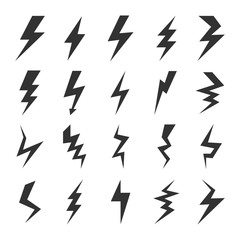 vector lightning bolt icons set