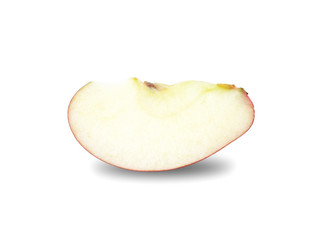 A piece of apple on a white background