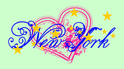New york city tshirt print and embroidery graphic design vector art