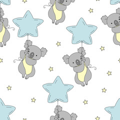 Semless pattern with cute koala and balloon C © Кристина Тутанова