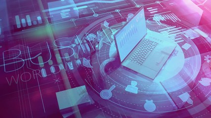 Business worldwide corporate background with animated infographics. - Powered by Adobe