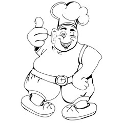 Contour Character cook stylized funny cartoon look, graphic drawing.
