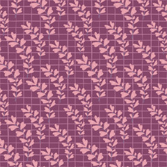 Seamless pattern with branch leaves. Geometric botanical leaf wallpaper.