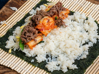 韓国料理　キンパの作り方